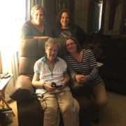 When we granted the wish when Jamie donated her mother’s lift chair after she passed away. Jamie and Christy Stahl are standing behind the chair and Melanie Glowacki is sitting next to our wish recipient.