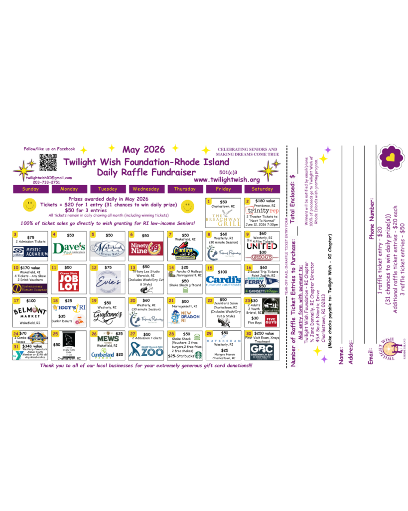 Rhode Island-May 2026 Daily Raffle Fundraiser.